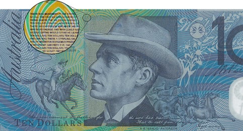 The Australian $10 note featuring ‘The Man From Snowy River’ poem - zoom on text