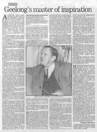 Sir James Darling's Obituary published in The Australian, 1995