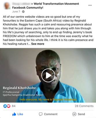 Facebook Group post by Dougy Lobban featuring Reggie Kotshobe’s video for WTM Eeastern Cape