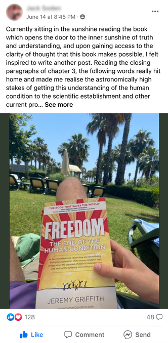 Facebook Post by Jack Soden featuring a photo of FREEDOM