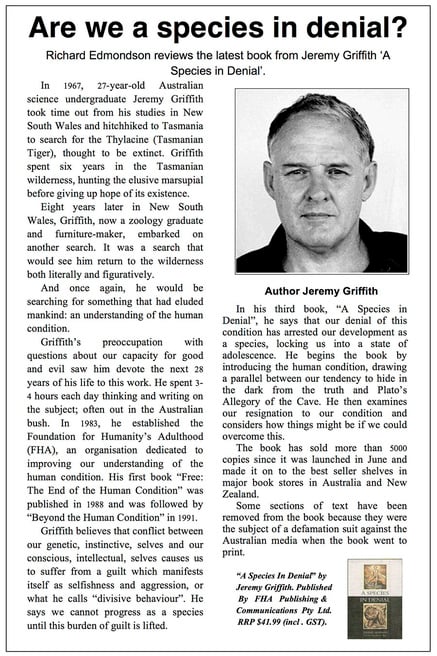 'Are we a species in denial?' by Richard Edmondson, Northern News NZ 3 September 2003