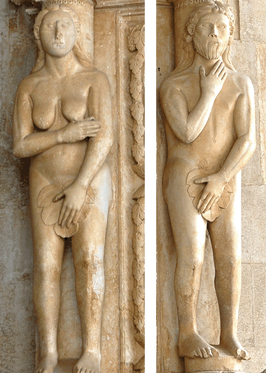 Statues of Adam and Eve naked