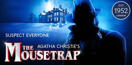 Poster for 2019 performance of Agatha Christie's play 'The Mousetrap', first performed in 1952.