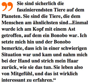 Quote on Bonobo compassion from French Docmentary. German translation.