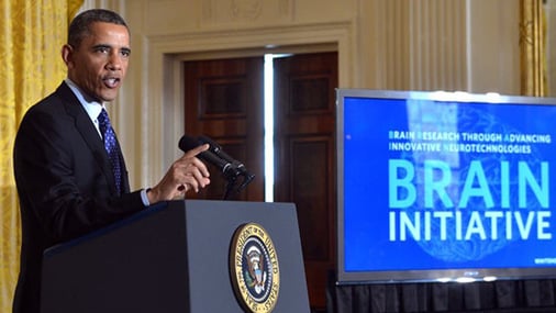 Former US President Barack Obama pledging money to the Brain Initiative