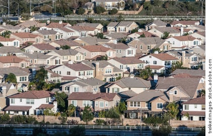 Endless grey suburbia near Los Angeles, California.