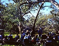 Group discussion on an outdoor camp in Western NSW