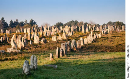 Standing stones placed during the Neolithic in Carnac, France, that are thought to be passageways of ancestors
