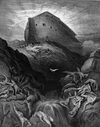 ‘The Dove Sent Forth From The Ark’. Engraving by Gustave Dore, 1866