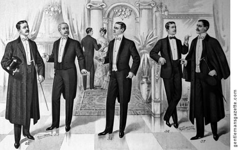 Edwardian fashion catalogue showing civilised gentlemen.