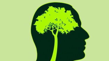 Cartoon of a tree inside a man’s head as a symbol of environmentalism