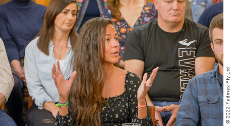 Fabiana Hargreaves da Costa in audience in Sydney Studio, June 2022