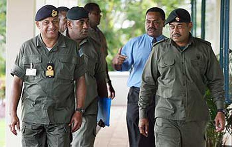 Fiji leader Bainimarama and senior military officers