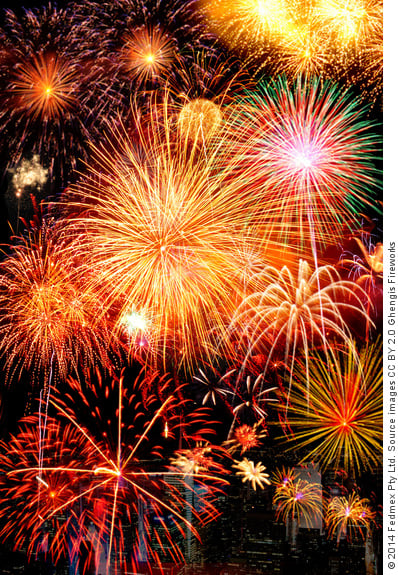 Colourful fireworks display