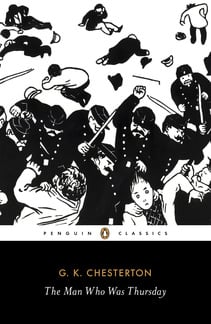 Cover of G.K. Chesterton's 1908 novel 'The Man Who Was Thursday'.