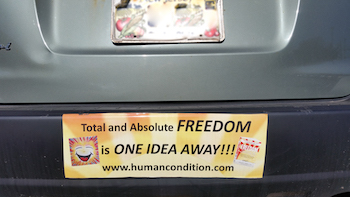 ‘FREEDOM’ sticker on a car bumper