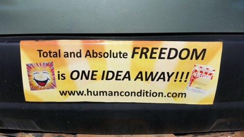 Total and absolute freedom is one idea away car bumper sticker