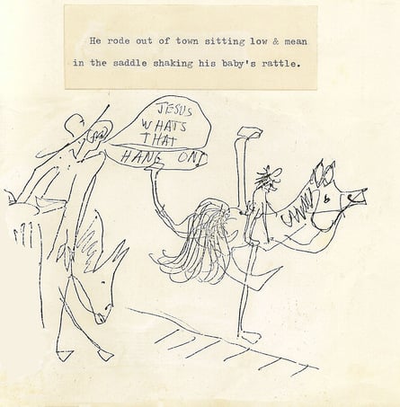 Poem and drawing by Jeremy Griffith, ‘He rode out of town’