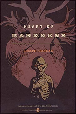 Front cover of ‘Heart of Darkness’ by Joseph Conrad, with a heart with a demonic figure in front of it.