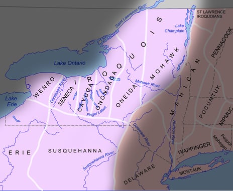 Map showing distribution of the Iroquois Confederacy c.1800s