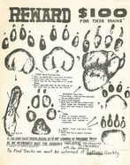 Jeremy Griffith’s Reward Poster for the Tasmanian Tiger with different animal footprints chart