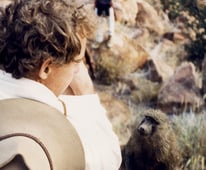 Jeremy with Dr Shirley Strum’s Chololo Ranch Baboon Project study group in Kenya, 1992