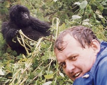 Jeremy Griffith with the Susa Mountain Gorilla study group in Rwanda.