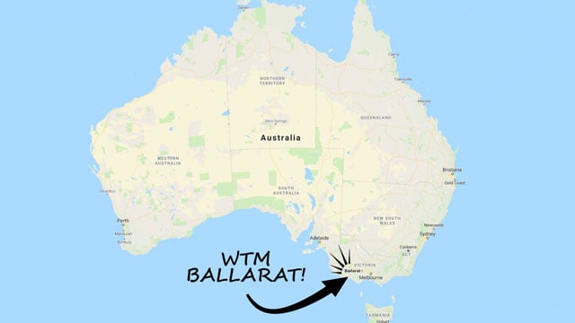 Map of Australia showing location of the World Transformation Movement Ballarat Centre