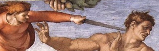Detail from Michelangelo’s Sistine Chapel depiction of Adam and Eve being cast out of the Garden of Eden