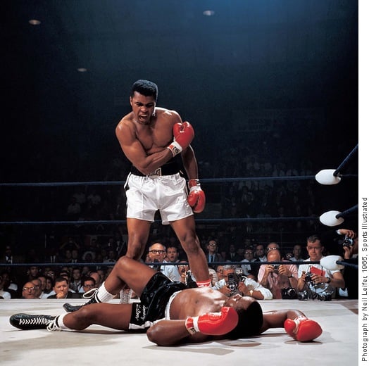 Muhammad Ali after first round knockout of Sonny Liston