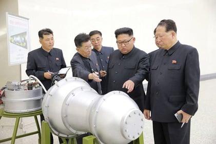 North Korean leader Kim Jong Un inspects a hydrogen bomb
