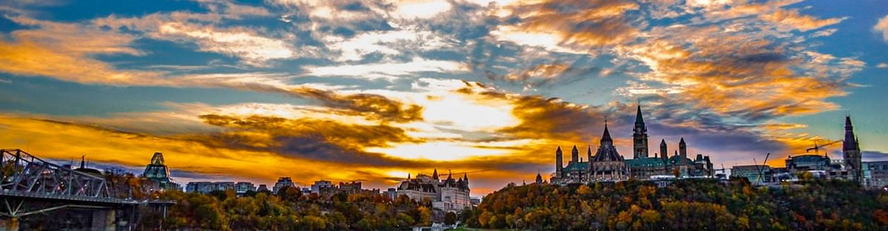 Ottawa skyline at sunrise - World Transformation Movement Ottawa banner