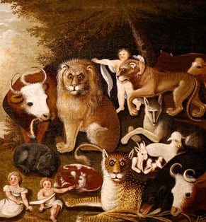 ‘Peaceable Kingdom with Seated Lion’ (detail) by Edward Hicks, 1833-1834