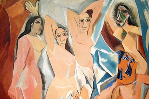 ‘Les Demoiselles d’Avignon’ by Pablo Picasso, 1907 of five nude female prostitutes in a brothel in Barcelona.