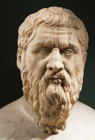A stone scultped bust of Plato the philosopher of ancient Greece