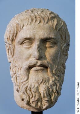 Sculpted bust of Plato, ancient Greece philosopher, by Silanion c. 370 BCE for the Academia in Athens. Preserved in the Capitoline Museum, Rome.