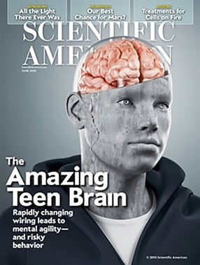 Cover of ‘Scientific American’ Magazine June 2015, featuring an article on ‘The Amazing Teen Brain’