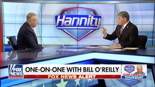 Sean Hannity and Bill O’Reilly on Fox News, 27 September 2017