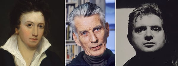 Images of Percy Bysshe Shelley, Samuel Beckett and Francis Bacon