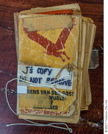 Jeremy Griffith’s tattered copies of Sir Laurens van der Post’s books