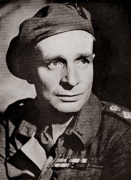 Portrait photograph of Sir Laurens van der Post in army uniform