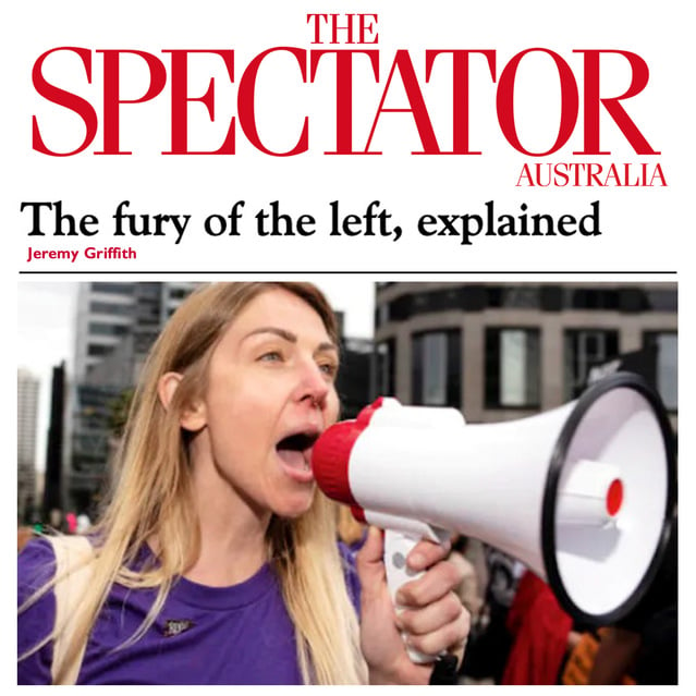 The Spectator masthead and female activist with megaphone