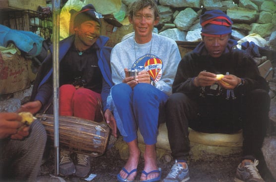 Tim Macartney-Snape after summiting Mount Everest from sea level, in 1990