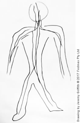 Drawing by Jeremy Griffith of the human body showing the body’s meridians.