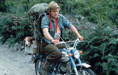 Jeremy set off with only a trail bike to carry Loaf, his pack and himself.