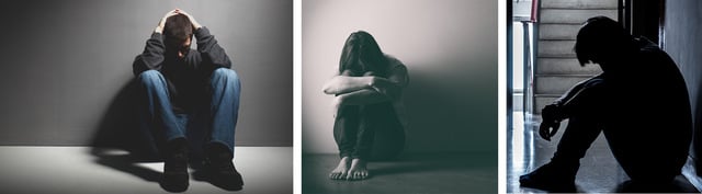 Collage of 3 images depicting teenage depression