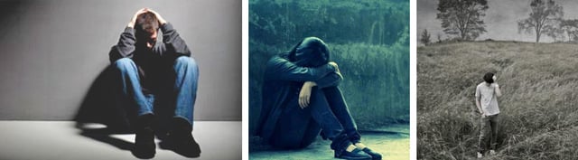Collage of adolescents alone, depressed with their head in their hands depicting teenage depression at Resignation