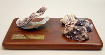 Sculpture by Jeremy Griffith made from oyster shells