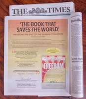 FREEDOM: The End Of The Human Condition Launch - The Times London Advertisement