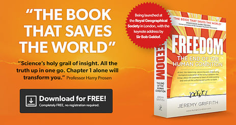 Image of advertisement for ‘The Book That Saves The World’
